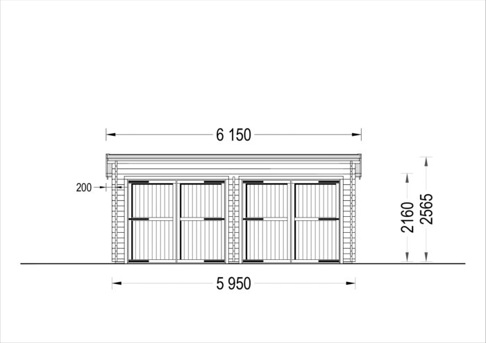 Doppelgarage aus Holz mit Pultdach (44 mm), 6x5 m, 30 m²