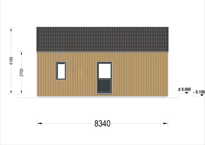 Blockbohlenhaus ARNOLD Isoliert (68mm + Holzverschalung), 40m²