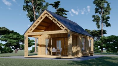 Blockbohlenhaus ANNA (44 mm + Holzverschalung ), 39 m² Isoliert