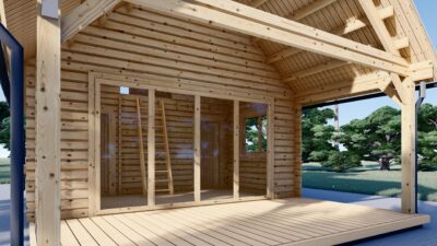 Blockbohlenhaus ANNA (44 mm + Holzverschalung ), 39 m² Isoliert – Bild 3