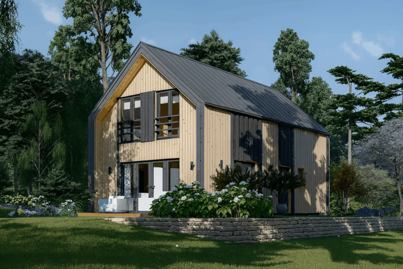 Holzhaus AUSTRIA ( 66mm + Holzverschalung, Isoliert), 81m²