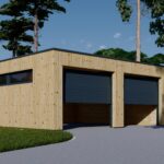 Holzgarage mit Flachdach Plus (34mm + Holzverschalung), 8x6m, 48m²