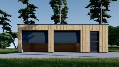 Holzgarage mit Flachdach Plus (34mm + Holzverschalung), 8x6m, 48m² – Bild 5