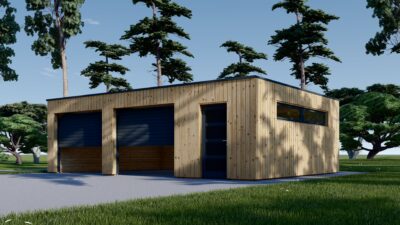 Holzgarage mit Flachdach Plus (34mm + Holzverschalung), 8x6m, 48m² – Bild 6