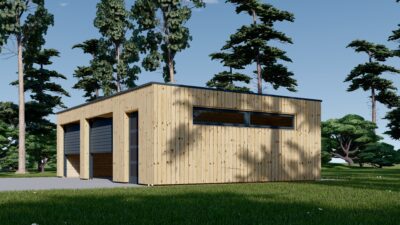 Holzgarage mit Flachdach Plus (34mm + Holzverschalung), 8x6m, 48m² – Bild 7