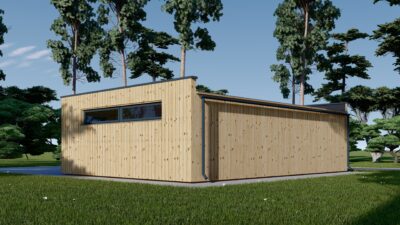 Holzgarage mit Flachdach Plus (34mm + Holzverschalung), 8x6m, 48m² – Bild 8