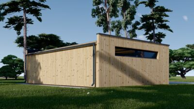 Holzgarage mit Flachdach Plus (34mm + Holzverschalung), 8x6m, 48m² – Bild 3