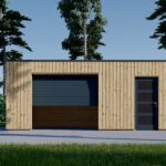 Holzgarage mit Flachdach Plus (34mm + Holzverschalung), 6x6m, 36m²