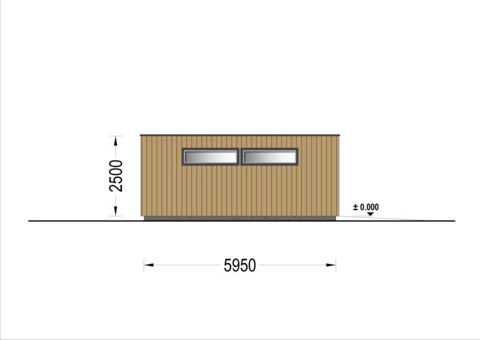 Holzgarage mit Flachdach Plus (34mm + Holzverschalung), 8x6m, 48m²