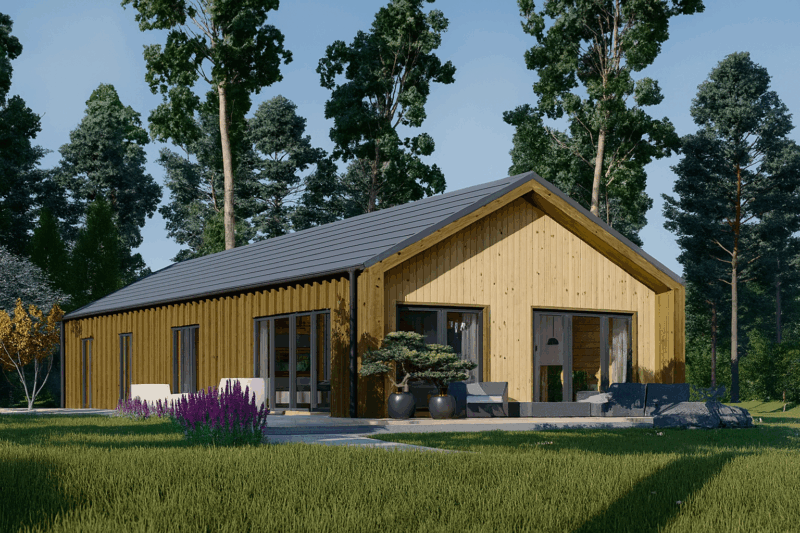 Holzhaus ROMAN(Isoliert, 66 mm + Holzverschalung), 93 m²