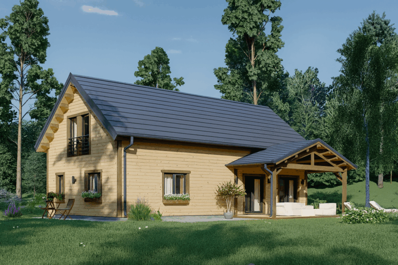 Holzhaus VERENA Isoliert, 66 mm + Holzverschalung, 110 m²