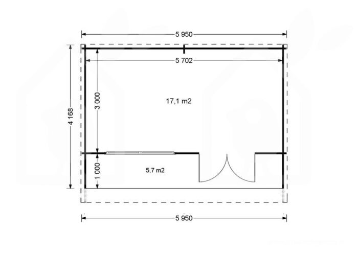 Gartenhaus aus Holz HANS (44mm), 6x3m, 18m²