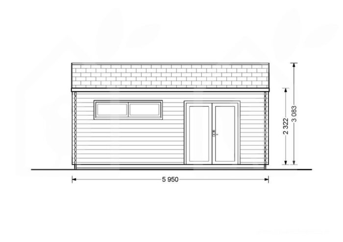 Gartenhaus aus Holz HANS (44mm), 6x3m, 18m²