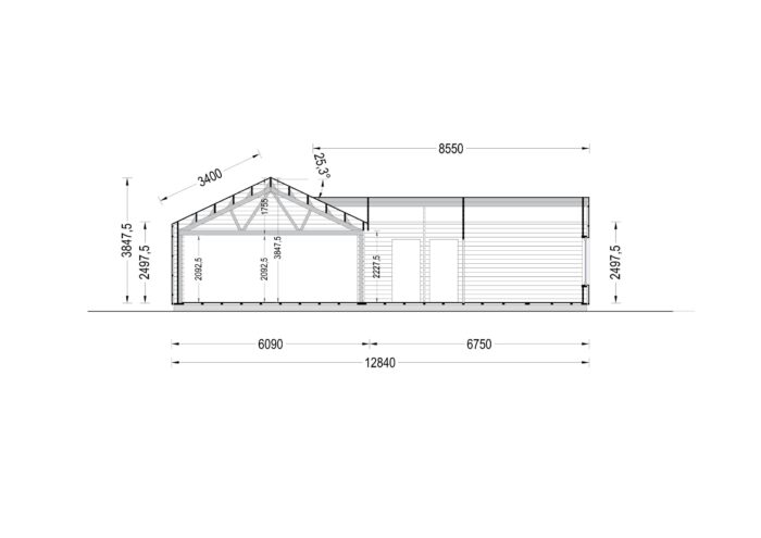 Holzhaus VALENTIN (44mm + Holzverschalung) 80 m²