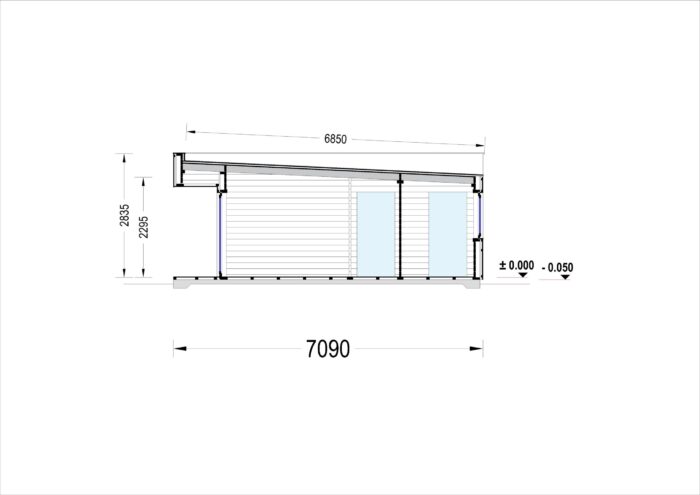 Holzhaus KULM 3 (66 mm + Holzverschalung) 70m² Isoliert