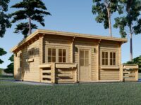 Blockbohlenhaus ARMIN (44 mm) 31 m² mit Pultdach