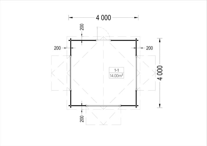 Verkaufsstand,44mm, 4x4 m, 16m²