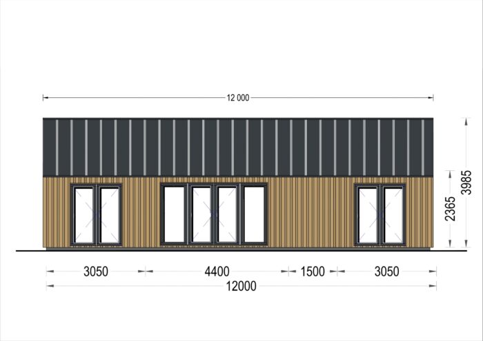 Blockbohlenhaus ADRIAN (34mm + Holzverschalung ), 50m²