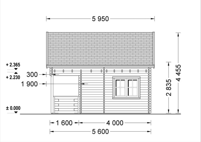 Blockbohlenhaus mit Schlafboden und Terrasse Tirol (66 mm), 20 m² + 8 m²