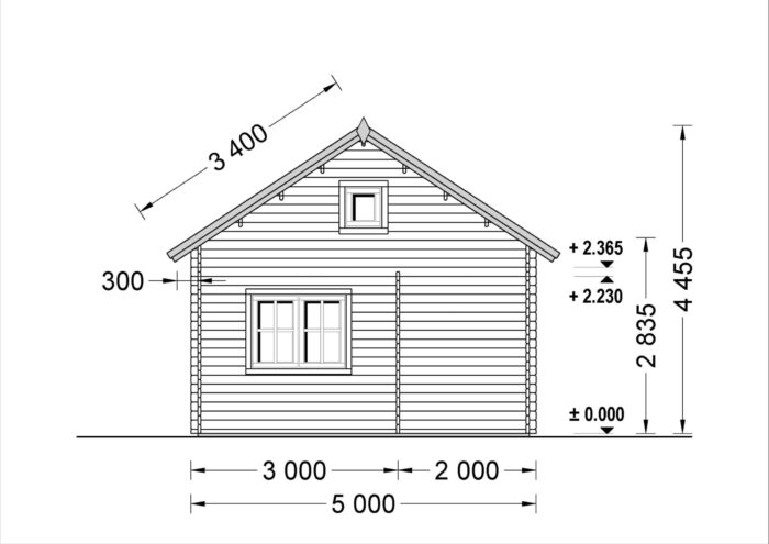 Blockbohlenhaus mit Schlafboden und Terrasse Tirol (66 mm), 20 m² + 8 m²