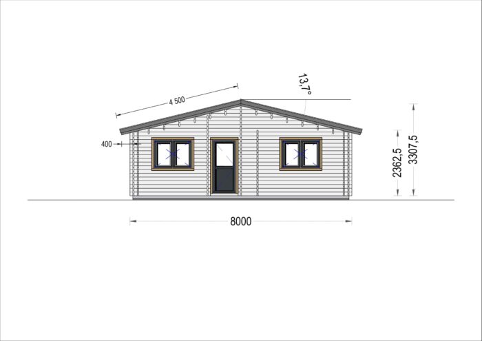 Blockbohlenhaus ANDI (44+44mm), 72m²