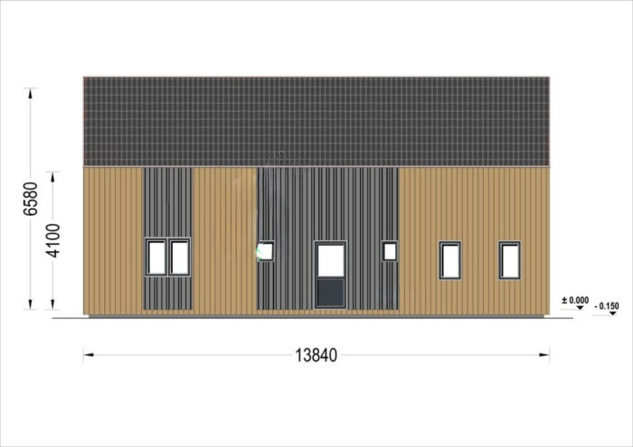 Holzhaus ALPINA(66 mm + Holzverschalung Isoliert ), 120 m²