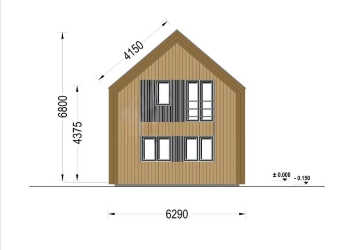 Holzhaus ALPINA(66 mm + Holzverschalung Isoliert ), 120 m²