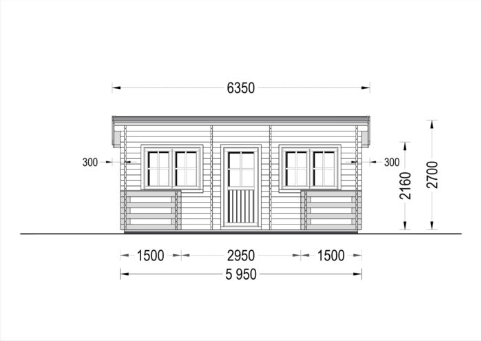 Blockbohlenhaus ARMIN (44 mm) 31 m² mit Pultdach