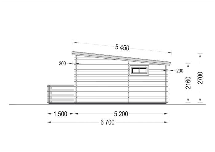 Blockbohlenhaus ARMIN (44 mm) 31 m² mit Pultdach