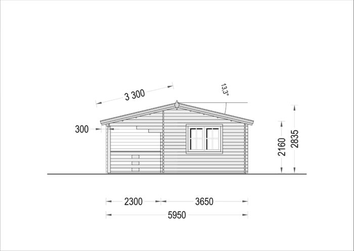 Blockbohlenhaus mit Terrasse LILLI( 44mm), 32 m² + 20m²