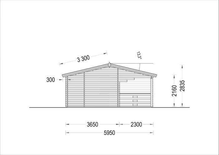 Blockbohlenhaus mit Terrasse LILLI( 44mm), 32 m² + 20m²