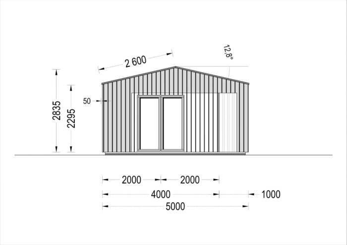 Blockbohlenhaus ANITA (44mm + Holzverschalung), 37m²