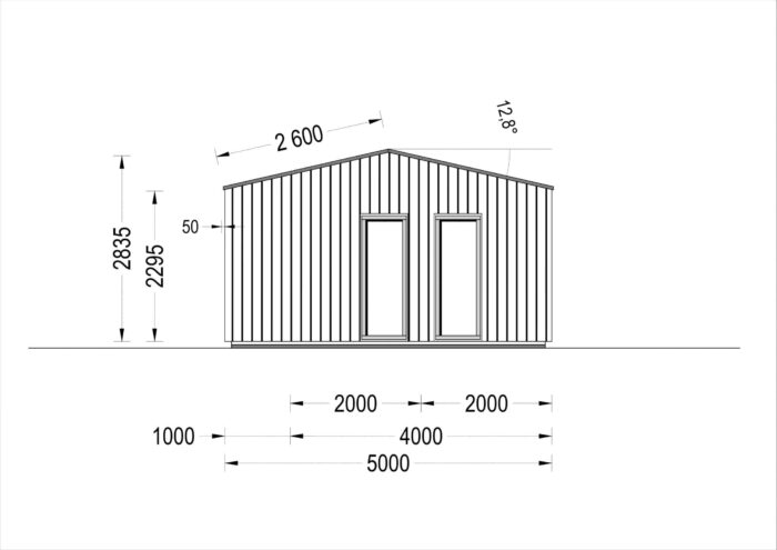 Blockbohlenhaus ANITA (44mm + Holzverschalung), 37m²