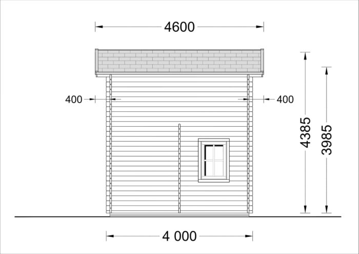 Blockbohlenhaus mit Schlafboden DORNBIRN (44 mm), 20 m² + 16 m² mit Pultdach