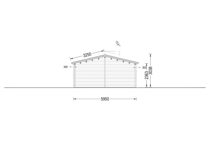 Blockbohlenhaus GOSAU (66 mm), 6x15 m, 90 m²