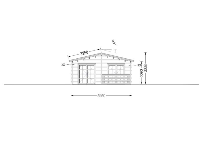 Blockbohlenhaus GOSAU (66 mm), 6x15 m, 90 m²