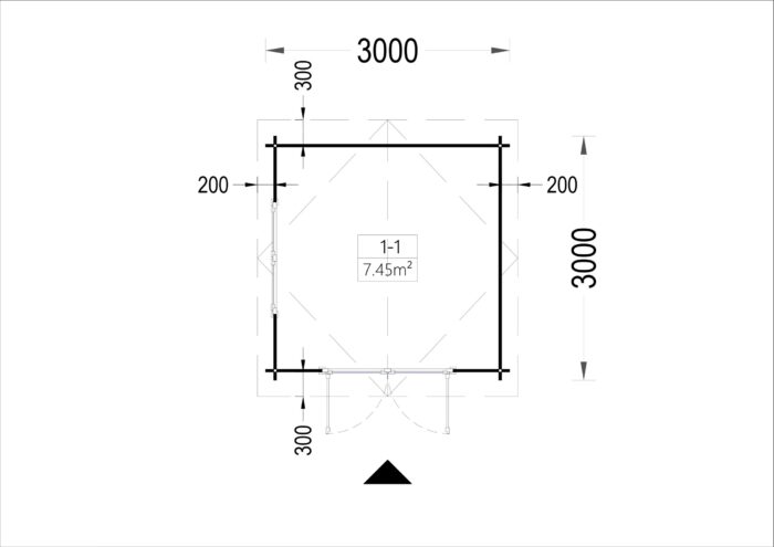 Gartenhaus ADRIA (44 mm), 3x3 m, 9 m²