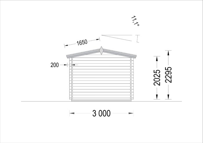 Gartenhaus ADRIA (44 mm), 3x3 m, 9 m²