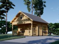 Blockbohlenhaus Tirol mit Schlafboden und Terrasse (44 mm), 20 m² + 8 m²