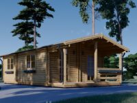 Blockbohlenhaus mit Terrasse ANTON, 5x9 m, 35 m² + 8m²