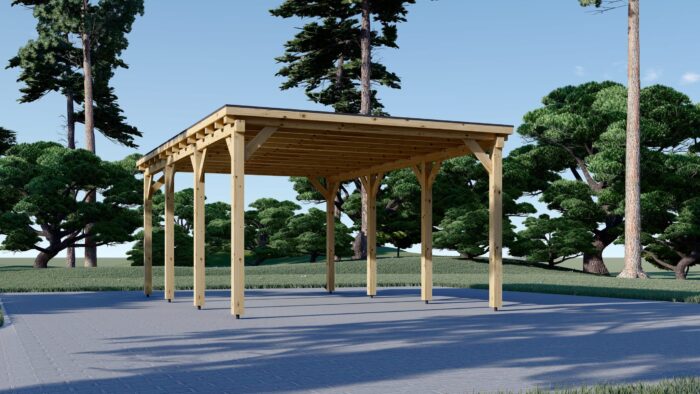 Carport aus Holz mit Flachdach, 3x6m, 18m²