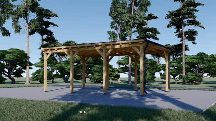 Carport aus Holz mit Flachdach, 3x6m, 18m²