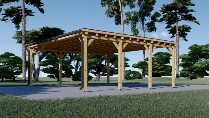 Doppelcarport aus Holz mit Flachdach, 6x6m, 36m²