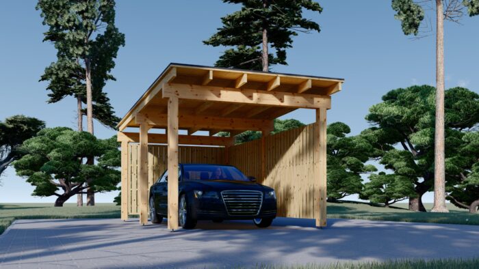 Carport mit L-förmiger Wand, 6x6m