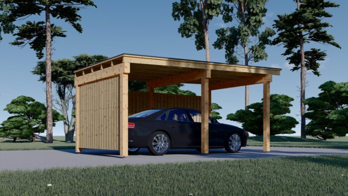 Carport mit L-förmiger Wand, 6x6m