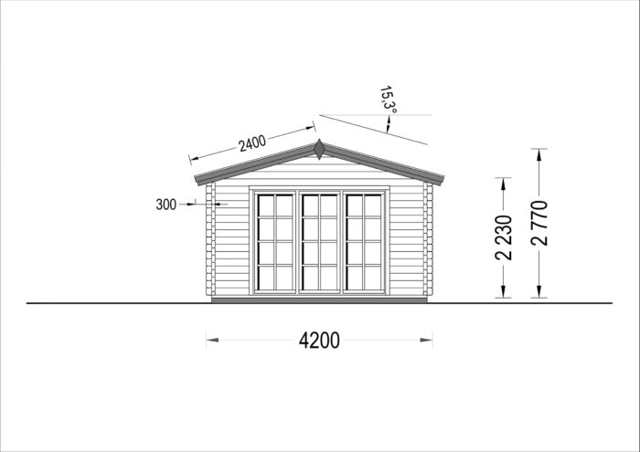 Blockbohlenhaus MORITZ, 4.2x7.5m, 32m²