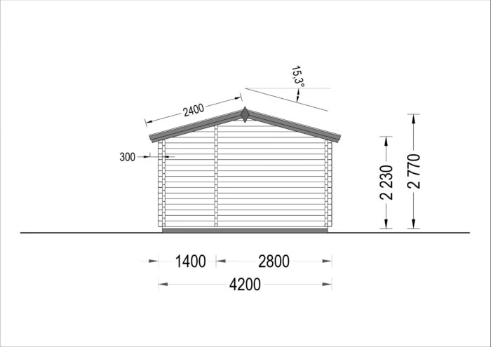 Blockbohlenhaus MORITZ, 4.2x7.5m, 32m²