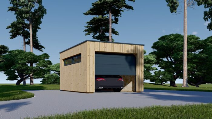 Holzgarage mit Flachdach(34mm + Holzverschalung), 3,2x5,2m, 16,6m²