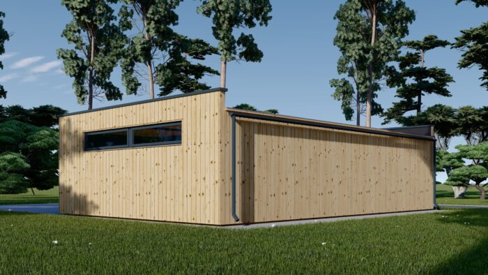 Dreifachgarage mit Flachdach (34mm + Holzverschalung), 9x6m, 54m²