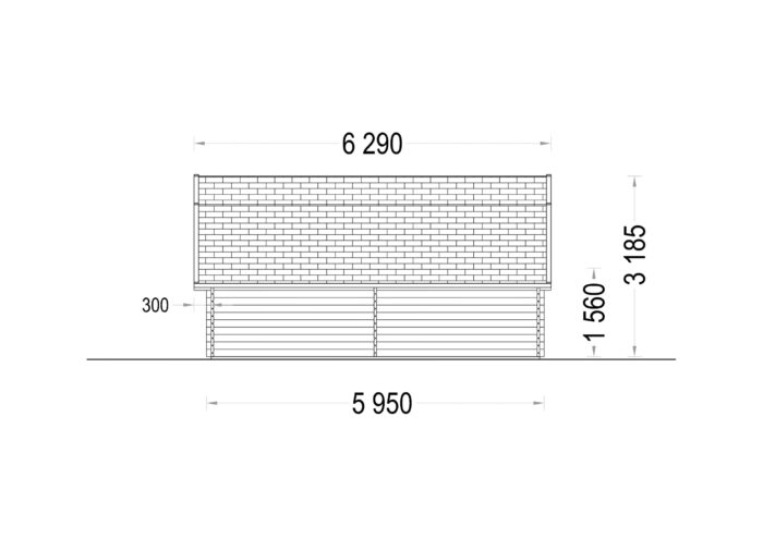 Holzgarage Kansas (44mm), 5x6m, 30m²